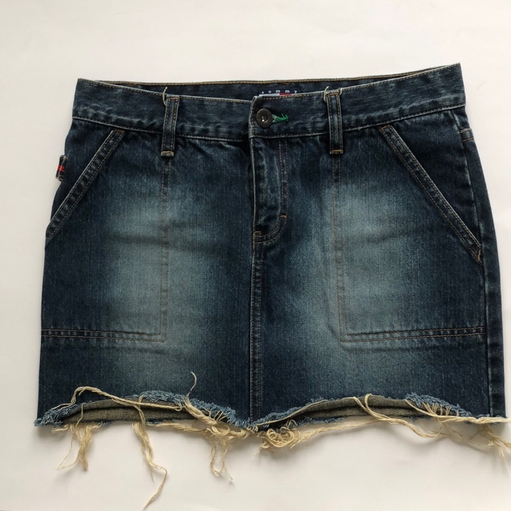 Denim Frayed Hem Mini Tommy Hilfiger Skirt